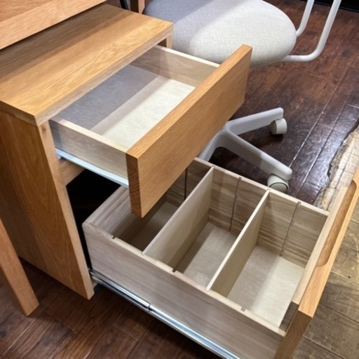 ?お得?無印良品 デスク3点セット 机 袖机 チェア 天然木?ミニキャビネット 回転チェア NO.819