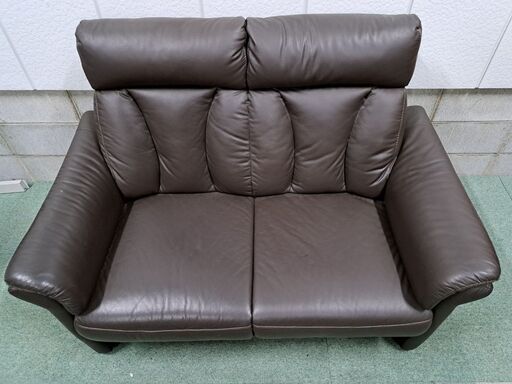 NITORI ニトリ 2人掛 ラブソファ 本革 レザー ALTA ダークブラウン 幅140cm×奥行90cm×高さ94cm（座高40c