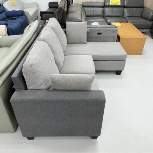 【超美品‼️】オシャレ♪ 190cm幅3人掛けソファ 3P 3シーター 布製ツートングレー♪