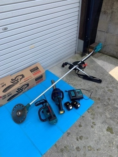 マキタ　草刈機　チェンソー　バリカン　セット　お庭セット電動チェンソー　　小倉南区　北九州　おまとめ　電動草刈機　　MUR185SD MUC254D MUH365D