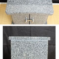 ≪U737-ス36ジ≫【在庫品】物置台 墓前用 観音扉 御影石 幅33㎝ 奥行20㎝ 高さ29.2㎝ 約22㎏ 仏具/供物台/香炉皿/りん/燭台の画像