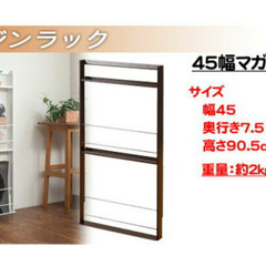 超薄型 壁面ラック 幅45 白 マガジンラック 本棚 すきま収納 キッチンラックの画像