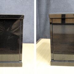 ≪U739-ス31ジ≫【在庫品】物置台 墓前用 観音扉 黒御影石 幅33㎝ 奥行21.2㎝ 高さ29.7㎝ 約24㎏ 仏具/収納台/供物台/りんの画像