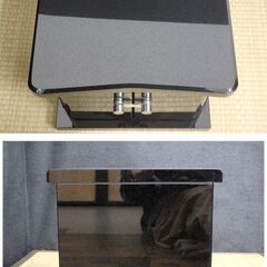 ≪U739-ス31ジ≫【在庫品】物置台 墓前用 観音扉 黒御影石 幅33㎝ 奥行21.2㎝ 高さ29.7㎝ 約24㎏ 仏具/収納台/供物台/りんの画像
