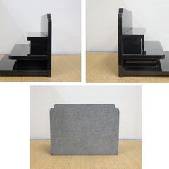 ≪U743-ス34ジ≫【在庫品】香炉/物置台 墓前用 黒御影石 幅35㎝ 奥行24㎝ 高さ26.5㎝ 約15㎏ 仏具/供物台 一部欠け有/現状品の画像