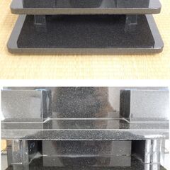 ≪U743-ス34ジ≫【在庫品】香炉/物置台 墓前用 黒御影石 幅35㎝ 奥行24㎝ 高さ26.5㎝ 約15㎏ 仏具/供物台 一部欠け有/現状品の画像