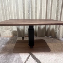 値下げ・ほぼ新品未使用】ウォールナット 無段階昇降式テーブル120cm×80cm