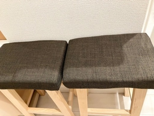 バンビ 木製ハイスツール ブラウン　2脚セット