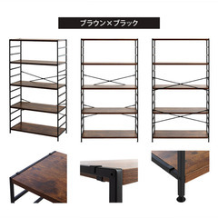 【新品未開封】　ウッドシェルフ　スチールラック　幅90×奥行40×高さ162　5段　棚　木製の画像