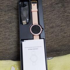 スマートウォッチ レディース 丸型 腕時計 歩数計 生理周期管理 ピンクバンドの画像