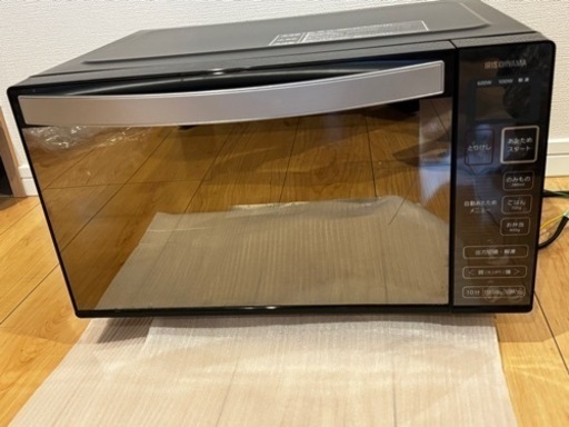 【使用感キズあり】アイリスオーヤマ 電子レンジ18L フラットテーブル ミラーガラス