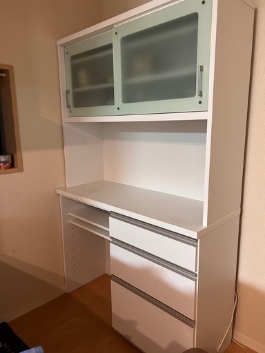 美品　高級キッチンボード　白　120