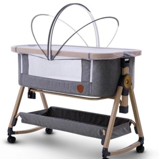 【決定】新品！HZDMJ ベビーベッド　 グレー