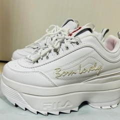 FILA 24.5cm フィラ DISRUPTOR II WEDGE HEART ディスラプター ウェッジ ハート WHITE/PINK ホワイト/ピンク スニーカー シューズ　の画像