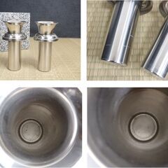 ≪U744-ス54ジ≫【在庫品】花立 墓前用 御影石 幅30.5㎝ 奥行12.5㎝ 高さ18.3㎝ 約15.5㎏ 花筒/全長16㎝/ステンレス製 仏具の画像