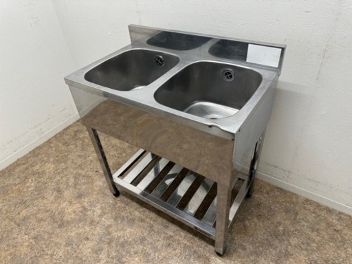 アズマ　ａｚｕｍａ　業務用　ステンレス　２槽シンク流し台　厨房　飲食店　Ｗ７５０ｘＤ４５０ｘH８００ｍｍ