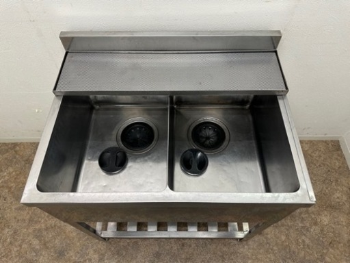 ステンレス　業務用　２槽シンク流し台　水切り付き　厨房　飲食店　W８００ｘD６００ｘH８００ｍｍ