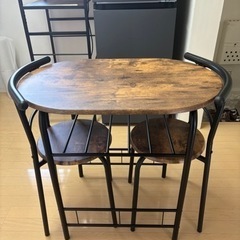 (新品未使用/組立済)OSJ 円形ダイニングテーブル3点セット　...