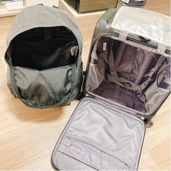 UNIWALKERスーツケースと無印良品のリュックの画像