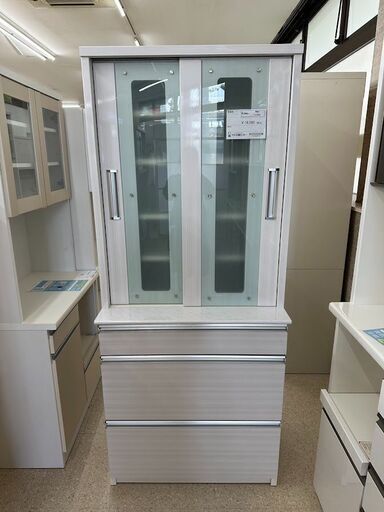 ★ジモティ割あり★  食器棚 白 H190×D50×W79.5 クリーニング済み TJ5584