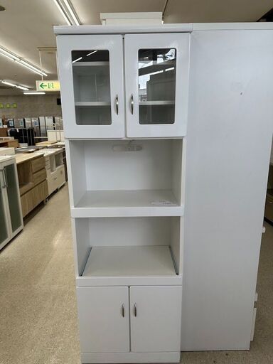 ★ジモティ割あり★  食器棚 白 H180×D37×W59.5 クリーニング済み TJ5590