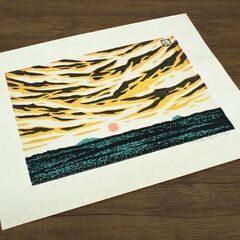 真作 額装版画 ほずみはじむ タイトルなし 1977年 木版画 鉛筆