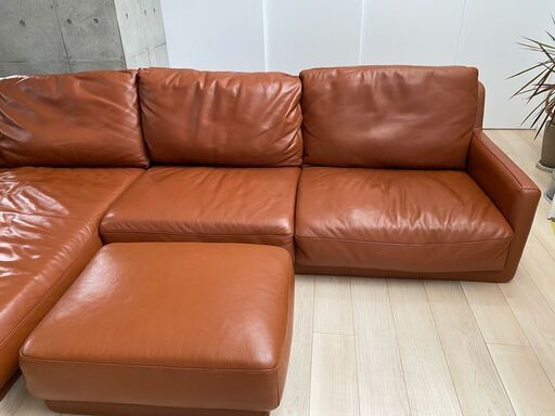 【定価約20万円】三人掛けソファ　オットマン付き