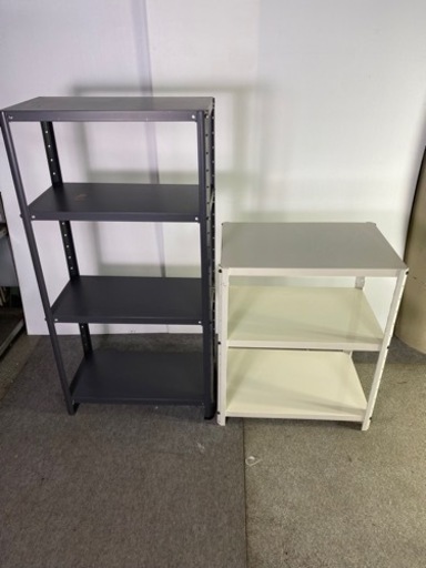 スチールラック2点セット 4段 3段 家具 オフィス用家具 収納 業務用 家庭用 倉庫 車庫