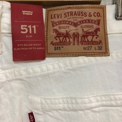 今週最終【新品】Levisリーバイス 511 ホワイト デニム ジーンズ W27/68cm 2-WAY STRETCH COMFORT の画像