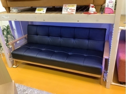 【リサイクルサービス八光】幅195.5cm　タマリビング　3人掛け　合皮ソファベッド　シンパ