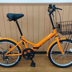 THREE STONE 折りたたみ自転車 シマノ6段変速付 20インチ オレンジ