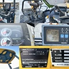 コマツKOMATSU PC30MR-3油圧ショベル.倍速.マルチレバー. 3トン クラス. 2013年. 1729時間. 0.9t移動式クレーン付き.の画像