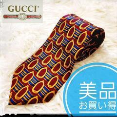 【超美品】GUCCI/グッチ 総柄 シルク ネクタイ バーガンディ系