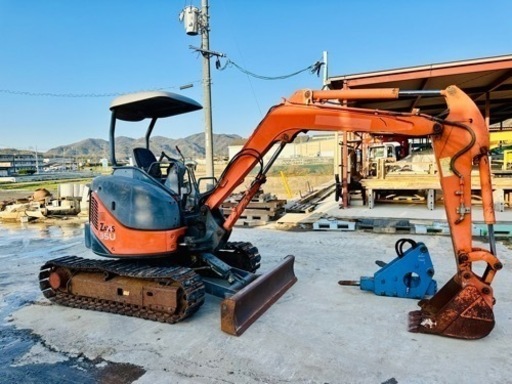日立 ヒタチ HITACHI ZX35U-2 ショベル、3.5トンクラス ,倍速. 配管. TOKU TNB-3Mブレーカー付き. ゴ