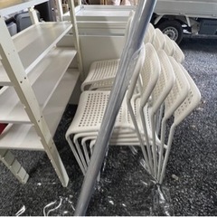 IKEA ADDE アッデ チェア, ホワイト・パイプ椅子【引取限定】の画像