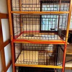【訳あり】キャットゲージ(仕切り板3枚付き)　2段　