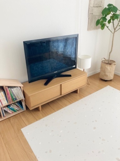 無印良品 MUJI リビングでもダイニングでも使えるシリーズ オーク材 AVラック 薄型 AVボード テレビ台 引戸 W110cm シンプル ナチュラルモダン 廃盤