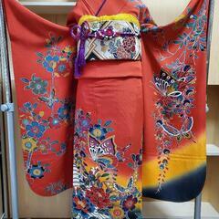 振り袖(19)紅型  長襦袢、袋帯、小物セット