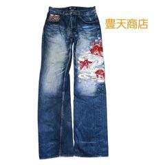 豊天商店和柄刺繍ジーンズ