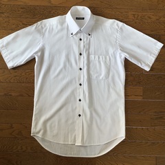 【中古美品】ワイシャツ　半袖　ボタンダウン　カッターシャツ　ビジネス　Lサイズ　白　ホワイトの画像