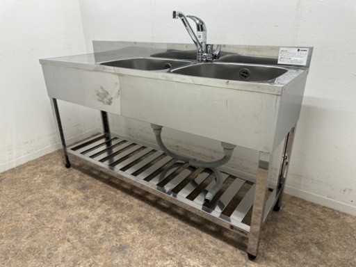 アズマ　ａｚｕｍａ　業務用　ステンレス　２槽シンク流し台　蛇口付き　厨房　Ｗ１５００ｘＤ４５０ｘＨ８００ｍｍ