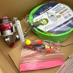 【終了しました】釣り竿　反転バケツ　針　浮き　重し他の画像