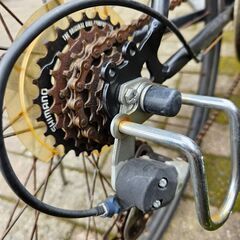 リサイクルショップどりーむ荒田店 No1220　現状品　クロスバイク　RAY CROSS　28インチ　エコチャリ№19099H　ギア６段変速　※左クランク歪みの画像