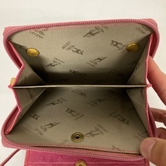 ☆値下げ☆K2404-1004 LECERF ショルダーポーチ 折りたたみ オーストリッチ ピンク キズ汚れ有りの画像