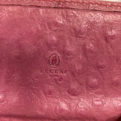 ☆値下げ☆K2404-1004 LECERF ショルダーポーチ 折りたたみ オーストリッチ ピンク キズ汚れ有りの画像