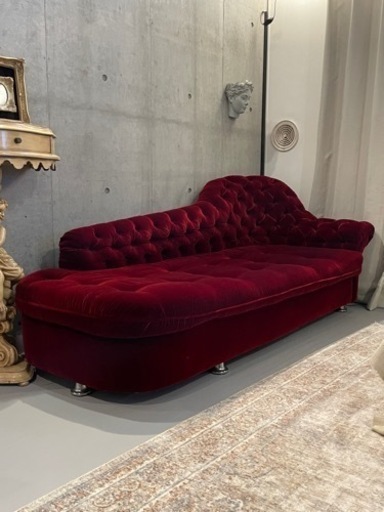 ベルベッド アンティーク調　3人掛けカウチソファ