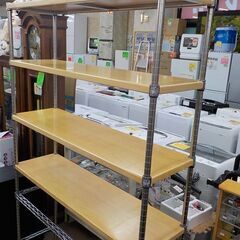 ホームエレクター 4段ラック 幅120×高190㎝ ウッドシェルフ×4 クロスバー×2 スチールラック 大型　西岡店 ホームエレクター 4段ラック 幅120×高190㎝ ウッドシェルフ×4 クロス