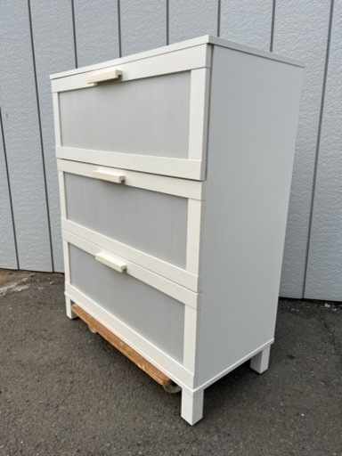 ■3段チェスト① ホワイト 白■木製 収納家具 引き出し 整理たんす 整理タンス■（約）幅80 奥行42 高さ100 cm