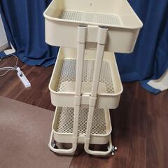 アイリスプラザ キッチンワゴン 3段 キャスター付きの画像