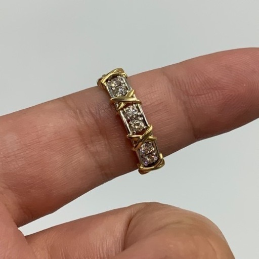 売り切れました。K18 pt950 ハーフエタニティ　ダイヤリング　0.5ct 4.7g 約17.5号